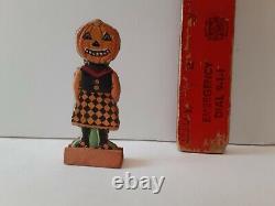 Old Vintage Antique Halloween Allemand Skittle Jeu Pumpkin Girl Allemagne 1920s