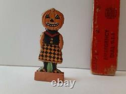 Old Vintage Antique Halloween Allemand Skittle Jeu Pumpkin Girl Allemagne 1920s