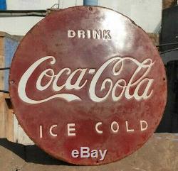 Old Vintage Rare Antique Coca Cola Ice Cold Émail Board Sign 1930
