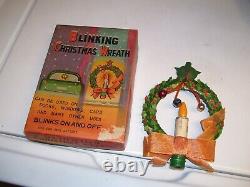 Original Années 1950 Vintage Nos Auto Window Blinking Light Christmas Wreath Hot Rod