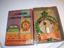 Original Années 1950 Vintage Nos Auto Window Blinking Light Christmas Wreath Hot Rod