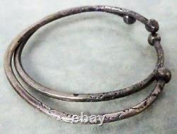 Paire Old Vintage Silver Southwest Native American Cuff Antique Bracelet S