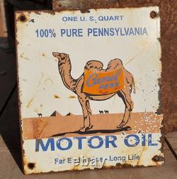 Panneau d'enseigne en émail de porcelaine Vintage Antique Rare pour l'huile de moteur de la Pennsylvanie
