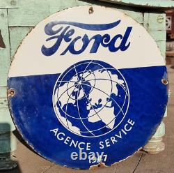 Panneau de signalisation en émail de porcelaine de collection rare, ancien et vintage pour le service Ford.