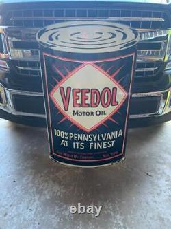 Panneau vintage de style ancien Veedol Oil Can fabriqué aux États-Unis