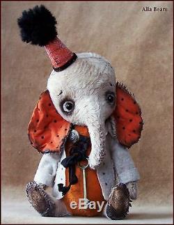 Par L'artiste Bears Alla Antique Vintage Old Elephant Poupée Art Décoration Jouet Halloween
