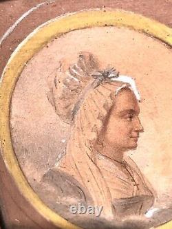 Peinture ancienne en aquarelle du 18e siècle représentant un portrait en double miniature d'un homme et d'une femme