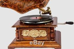 Phonographe De Collection De Phonographes À Collectionner En Bois Vintage Antique Hmv, Ancienne Machine Hb 016