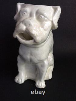 Pitcher Antique En Céramique Figurale Bulldog Vieux Chien De Poterie Vintage Jug