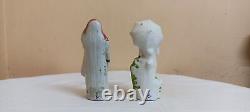 Poterie Porcelaine Homme & Femme en Sari Figurine Statue Ancienne Vintage Japonaise