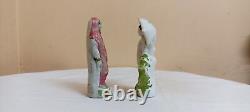 Poterie Porcelaine Homme & Femme en Sari Figurine Statue Ancienne Vintage Japonaise