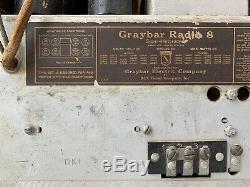 Rare Antique Tombstone Graybar Radio 8 Superhétérodyne Rca Victor Vintage Vieux