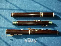 Rare Antique Vintage En Bois Vieux Flûte Irlandaise Loup & Figg 8 Clés Cocus