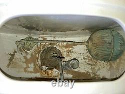 Rare Blanc Antique Pillbox Réservoir De Toilette Bowl Couvercle Vieux Vtg Bain 664-20e
