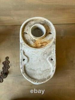 Rare Blanc Antique Pillbox Réservoir De Toilette Bowl Couvercle Vieux Vtg Bain 664-20e