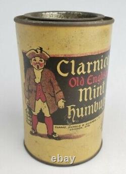 Rare Vintage Antique Clarnico Mint Humbugs Ancien Anglais Étain Can Publicité Signe