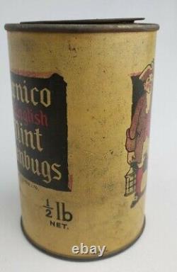 Rare Vintage Antique Clarnico Mint Humbugs Ancien Anglais Étain Can Publicité Signe