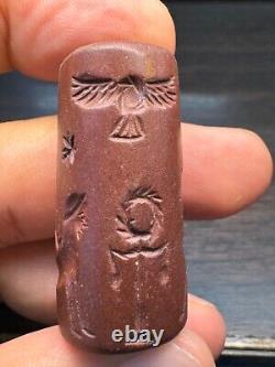 Sceau en pierre de jaspe antique interculturel, perle d'intaille ancienne proche-orientale