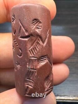 Sceau en pierre de jaspe antique interculturel, perle d'intaille ancienne proche-orientale