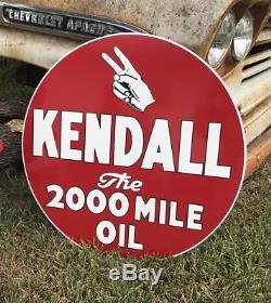 Signe À L'huile Antique Vintage Old Style 24 Kendall 2000 Mile