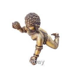 Statue/Figure en laiton ancien, rare et grand de Laddu Gopal Dieu Bébé Krishna Vintage