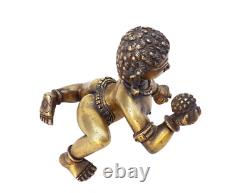 Statue/Figure en laiton ancien, rare et grand de Laddu Gopal Dieu Bébé Krishna Vintage