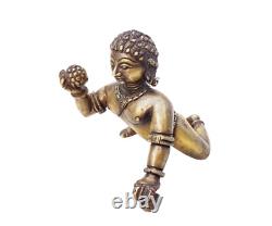 Statue/Figure en laiton ancien, rare et grand de Laddu Gopal Dieu Bébé Krishna Vintage