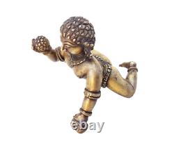 Statue/Figure en laiton ancien, rare et grand de Laddu Gopal Dieu Bébé Krishna Vintage