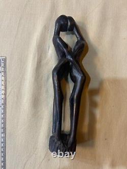 Statue de figurine en ébène antique vintage africaine rare de la période ancienne de 1900