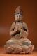 Statue Rare De Kwan-yin En Bois Ancien Sculpté Et Peint D'antiquité Chinoise