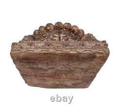 Support de bougie en bois et en fer antique et vintage finement conçu avec motif en relief