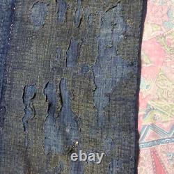 Tapis japonais ancien en Boro vintage avec des réparations en vieux tissu du Japon 120cm/47.2