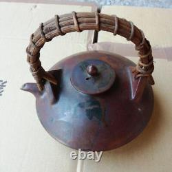 Théière japonaise antique Vieux bouilloire à thé Chaki Chagama Vintage