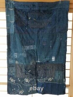Tissu ancien japonais BORO vintage patch en indigo kasuri des deux côtés du Japon
