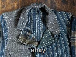 Tissu indigo japonais ancien vintage antique Boro en vieux sac de chiffon japonais coat