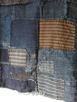 Tissu indigo japonais ancien vintage en Boro des années 1910-1920, 47x27