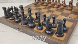 Très Rare 30-40 S Soviétique Chess Ensemble En Bois Vintage Chess Antique Vieux Urss Chess