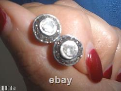 Un Vrai Radiant Propre Diamant Antique 1 Ct Vieille Mine Rose Coupé Studs 14k Boucles D'oreilles