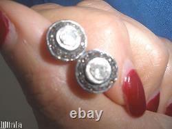 Un Vrai Radiant Propre Diamant Antique 1 Ct Vieille Mine Rose Coupé Studs 14k Boucles D'oreilles