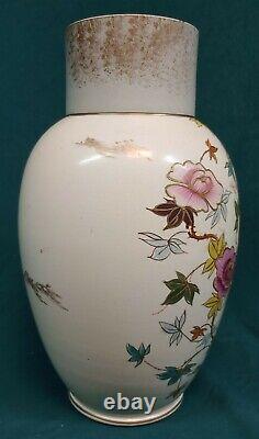 Vase Antique Victorien Peint À La Main En Céramique Florale