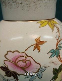 Vase Antique Victorien Peint À La Main En Céramique Florale