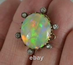 Victorian Impressionnant Opal Et Vieux Diamant Coupé Céleste Brooch