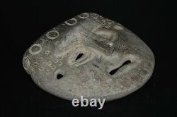 Vieille Antique Greco Bactrian Decorated Stone Ceremonial Death Masque Ca. 250-125 Av. J.-c.