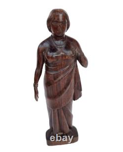Vieille Vieille Ancienne Rosewood Fine Main Sculptée En Bois Tribal Lady Figurine / Statue