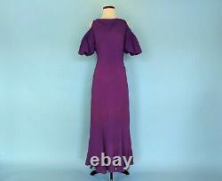 Vieilles Années 1930 Old Hollywood Glamour Froid Rayon Puffed Sleeves Gown Soirée