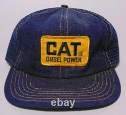 Vieilles Années 1980 Caterpillar Cat Patch Denim Snapback Trucker Hat Made Aux USA