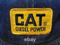 Vieilles Années 1980 Caterpillar Cat Patch Denim Snapback Trucker Hat Made Aux USA