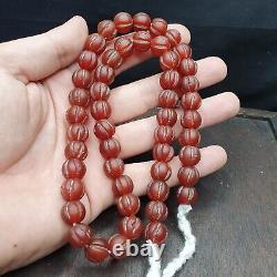 Vieilles Vieilles Perles Antiques Indo Tibétain Himalayan Collier Carnelian Tibétain 12mm