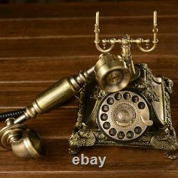 Vieux Téléphone Antique Old Moded Golden Corded Retro Bureau De Téléphone À La Main