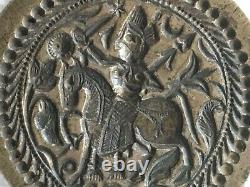 Vieux Vieux Antique Rare Bronze Métal Hindu Dieu Ramdev Bijoux Timbre/ Sceau/ Die